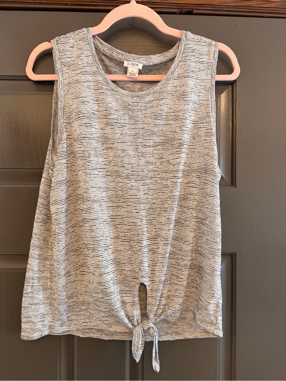 J. Crew Heathered Gray Tie-Front Tank Top